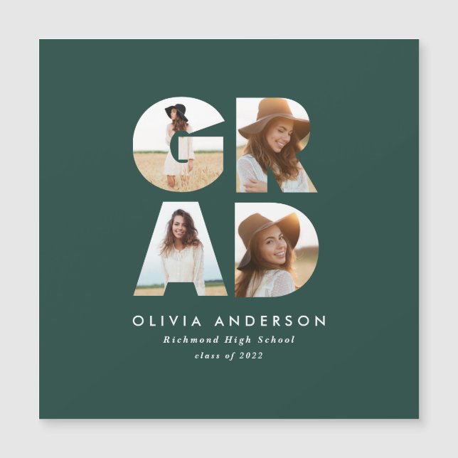 Graduação 4 anúncio moderno com foto verde (Frente)