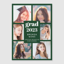 Graduação 6 Colagem de Fotos White Script Verde