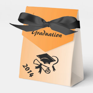 Graduação alaranjada e preta caixa personalizada