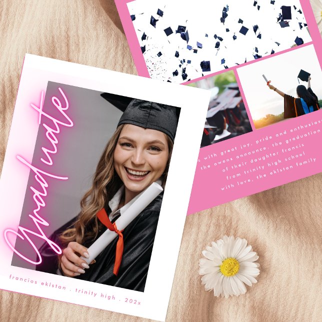 Graduação Barata do Segundo grau de Foto Neon Rosa (Criador carregado)