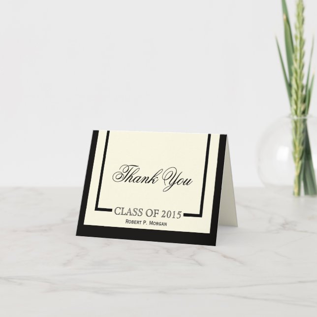 Graduação Clássica De Creme Obrigado Cartões (Frente)