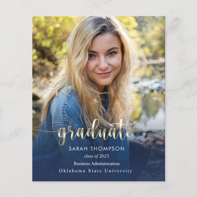 Graduação de Colagem de Fotos Azul do Marinho de S (Frente)