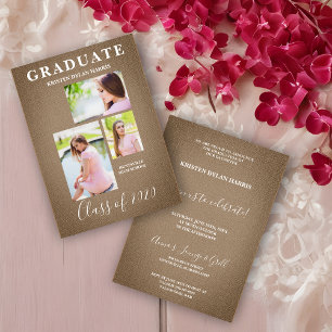 Graduação de Colagem de Três Fotos Marrons Têx