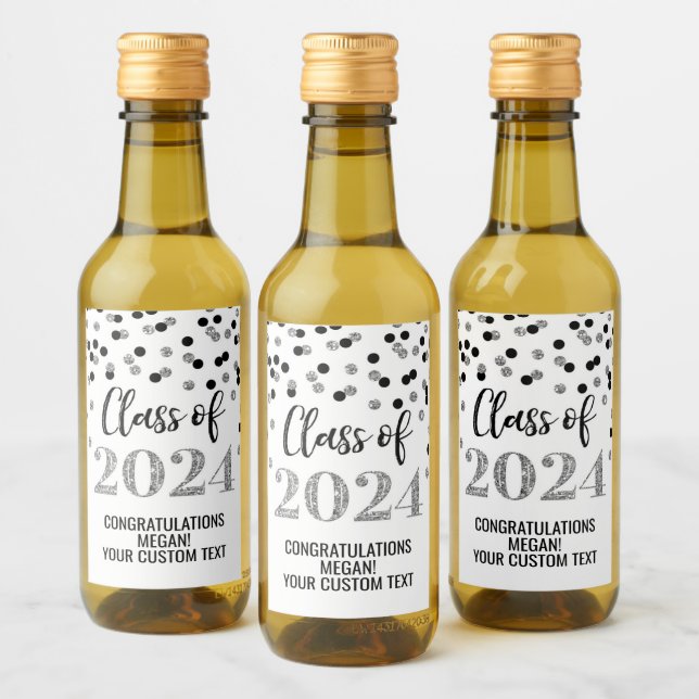 Graduação de Confetti Glitter de Prata Negra (Garrafas)