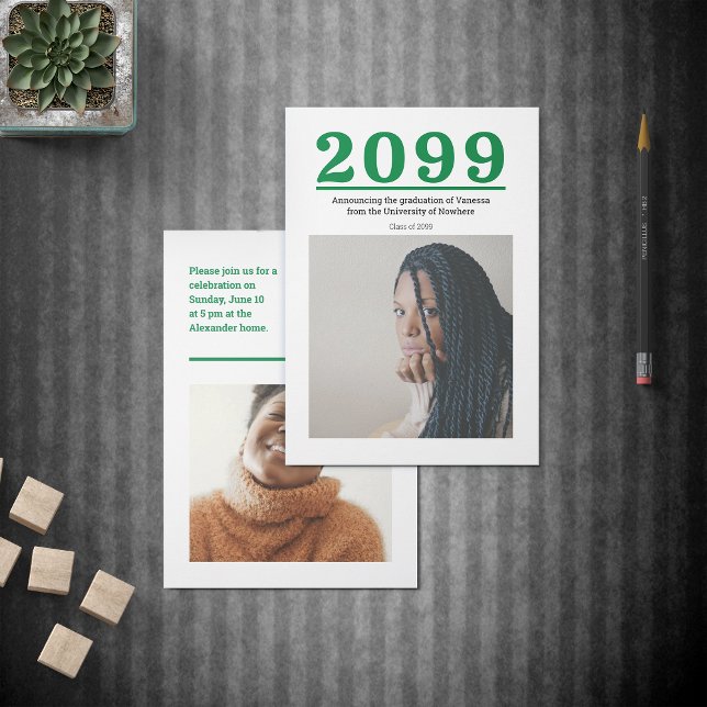 Graduação de duas fotos com grandes números verdes (Criador carregado)