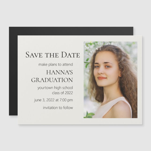 Graduação de Foto a Cor Editável Branca (Frente/Verso)