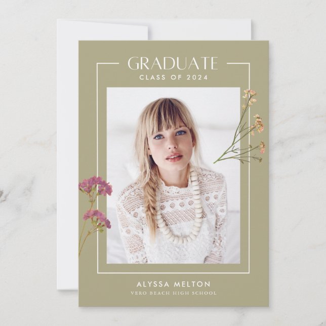 Graduação de Foto de Flor Selvagem da segundo grau (Frente)