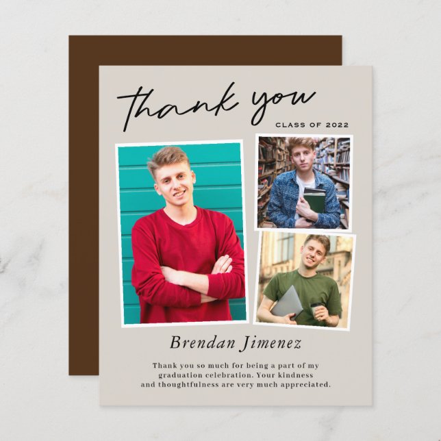 Graduação de Foto do Script Orçamental 3 Obrigado (Frente/Verso)