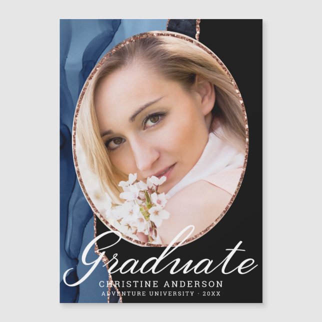 Graduação de Foto por Agate Azul Marinho Glitter D (Frente)