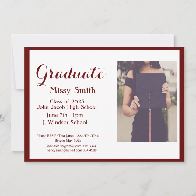 Graduação de Fotos, Classe de Convite Maroon 2024 (Frente)