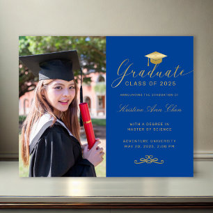 Graduação de Fotos de Script Formal Dourado Azul d