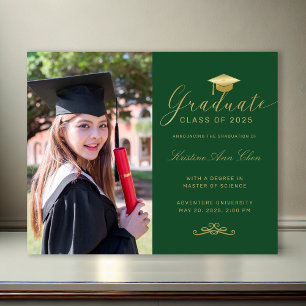 Graduação de Fotos de Script Formal Dourado Verde