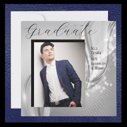 Graduação de Fotos do Luxo Convite Metálico Silver