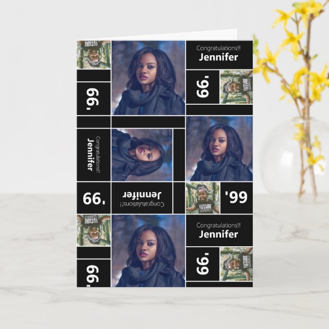 Graduação de Fotos Quadrada Classe Ano - Cartão Pr (Flor Amarela)