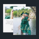 Graduação de Orçamento Obrigado Cartões com fotos<br><div class="desc">Personalizar facilmente esta elegante Foto de Graduação Obrigado Cartões com duas fotos de casamento em frente e atrás: uma foto vertical de cheio com uma camada branca de gradiente de mármore e "obrigado você" em uma folha metálica elegante e falsa de ouro e tipografia escrita à mão, e uma foto...</div>