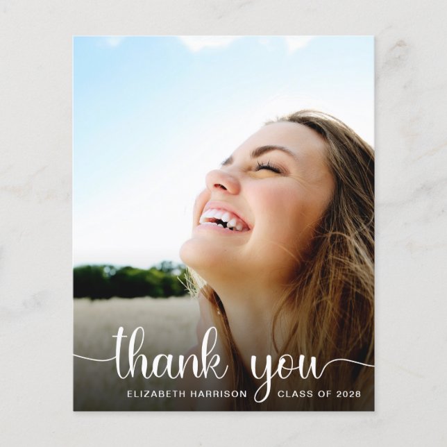 Graduação de Orçamento Obrigado Foto White Script (Frente)