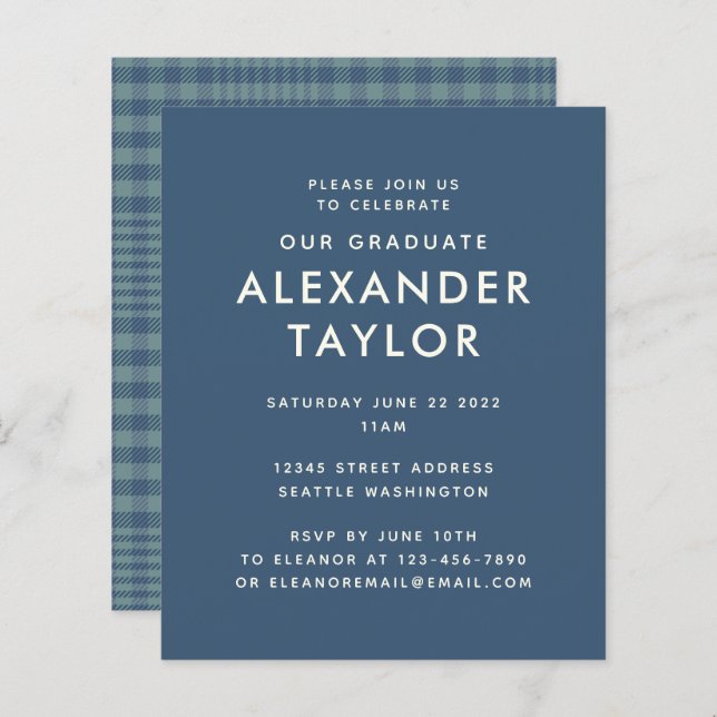 Graduação de Padrão de Xadrez de Glen Azul Clássic (Frente/Verso)