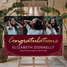 Graduação de Parabéns 3 Foto Dourada