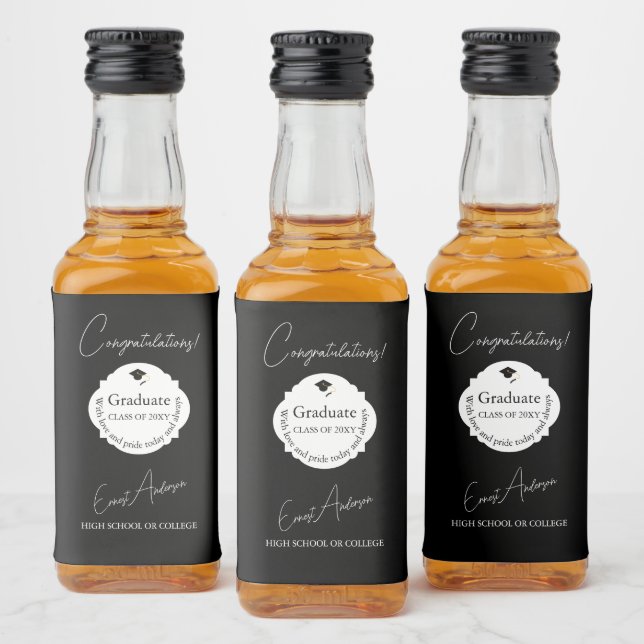 Graduação de Parabéns de Formando Preto e Branco (Garrafas)