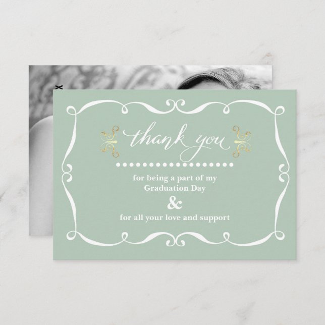 Graduação de quadros elegantes Obrigado Cartão com (Frente/Verso)