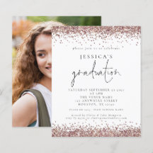 Graduação de Rosa de Foto Dourada Glitter 2024