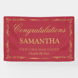 Graduação de Vintage Elegante Dourado Vermelho