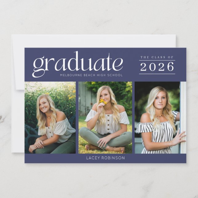 Graduação do Segundo grau Azul do Marinho de Foto  (Frente)