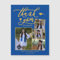 Graduação Dourada Elegante de Foto Azul Multi-Foto