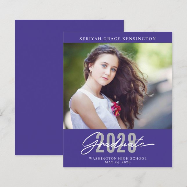 Graduação Elegante Moderna Roxo do Orçamento (Frente/Verso)