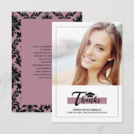 Graduação em preto roxo Obrigado Cartão com fotos