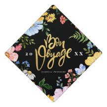 Graduação Floral "Bon Voyage" Preta e Dourada