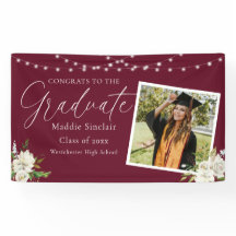 Graduação Floral de Foto Burgundy Elegante