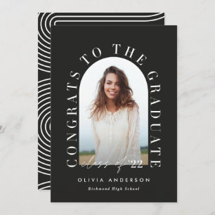 Graduação geométrica em arco branco preto moderno