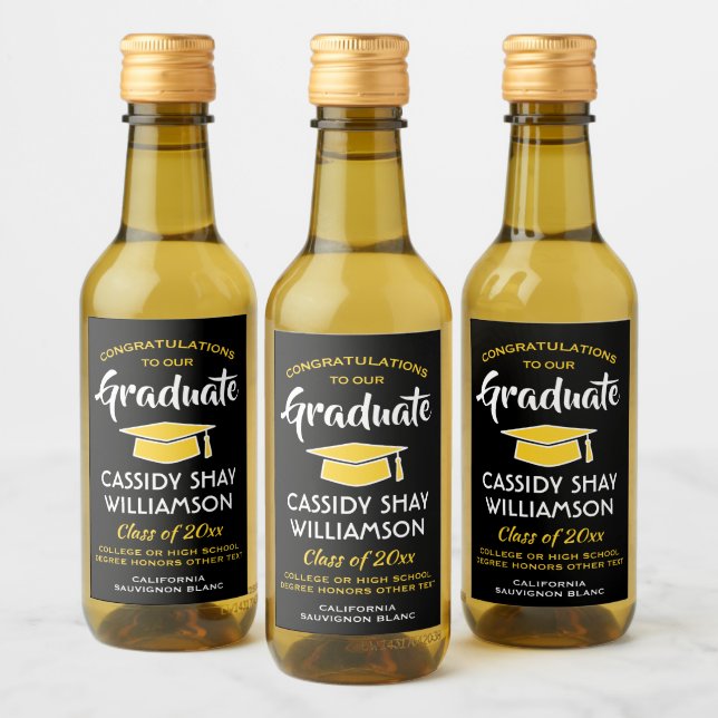 Graduação Gradua Mini Amarelo Dourado Elegante (Garrafas)