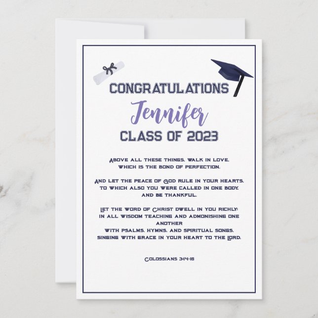 Graduação - Graduação - Cartão de Saudação Puro (Frente)