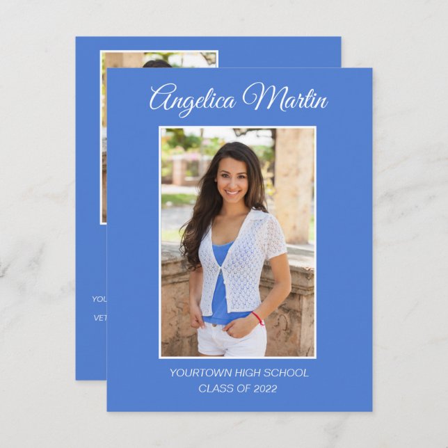 Graduação Lada Azul Moderno 2 3 Foto Classe 2022 (Frente/Verso)