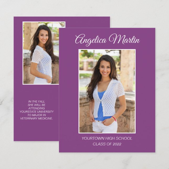 Graduação Lada Roxo Moderno 2 Classe de Foto 2022 (Frente/Verso)