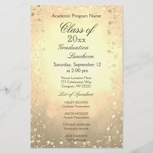 Graduação Luncheon Dourado Confetti (Frente)