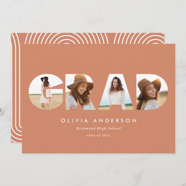 Graduação multifotografia geométrica moderna (Frente/Verso)