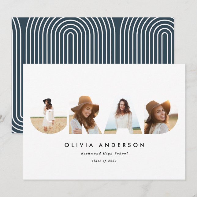 Graduação multifotografia geométrica moderna (Frente/Verso)