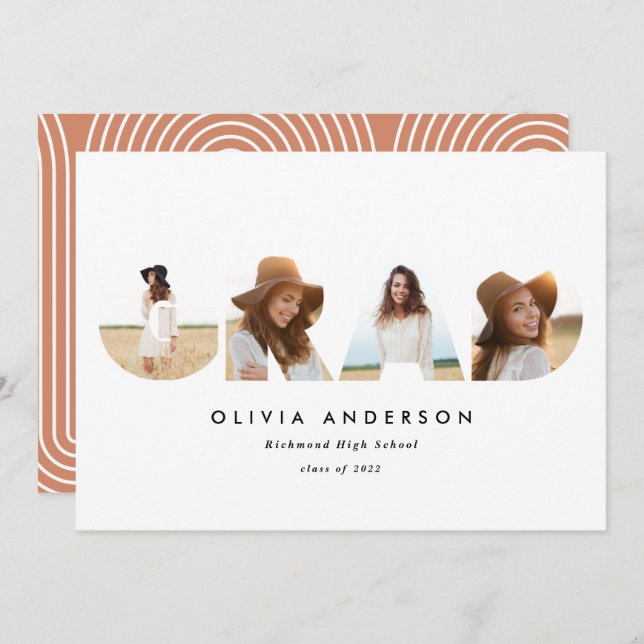 Graduação multifotografia geométrica moderna (Frente/Verso)