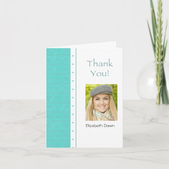 Graduação Obrigado Blocks Cartão com fotos (Frente)