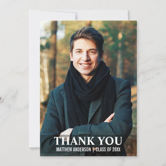 Graduação Obrigado Cartão com fotos Moderno L W (Frente)