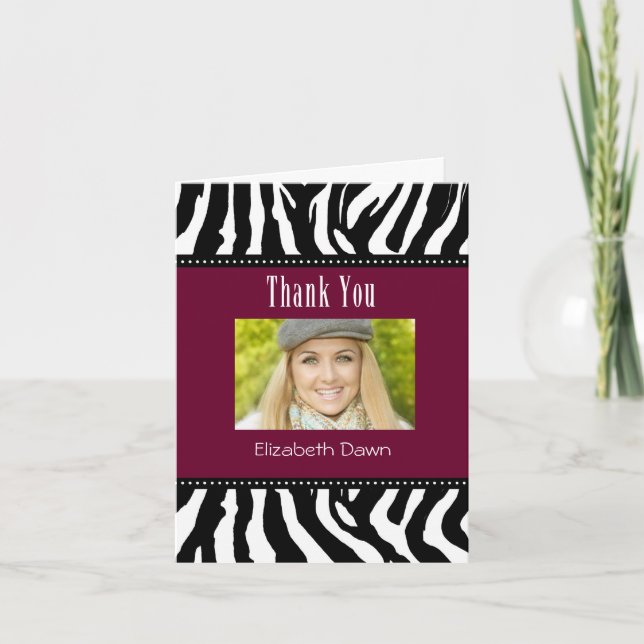 Graduação Obrigado Cartão com fotos Zebra (Frente)