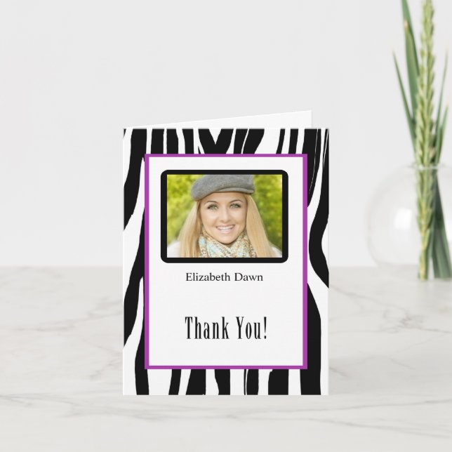 Graduação Obrigado Cartão com fotos Zebra (Frente)