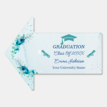 Graduação Personalizada da Flor Azul Elegante