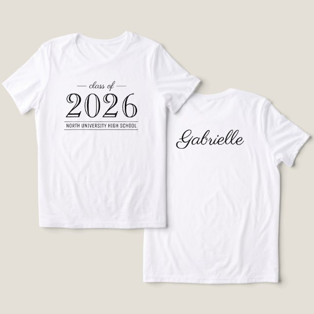 Graduação Personalizada Elegante Preto e Branco 20 (Design Frente e Verso)