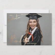 Graduação Personalizada Obrigado Cartões com fotos
