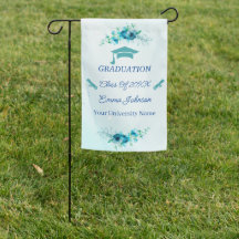Graduação Personalizável de Flor Azul Elegante