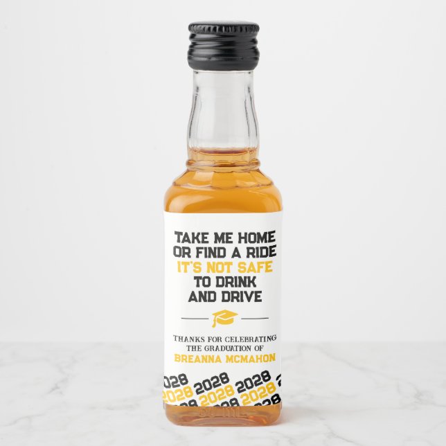 Graduação Preto & Dourado Não Beba & Dirija Mini (Frente)